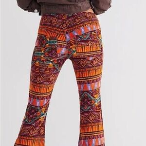 Like New Free People Penny Pull On Geometric Corduroy Flare Pants, size 29